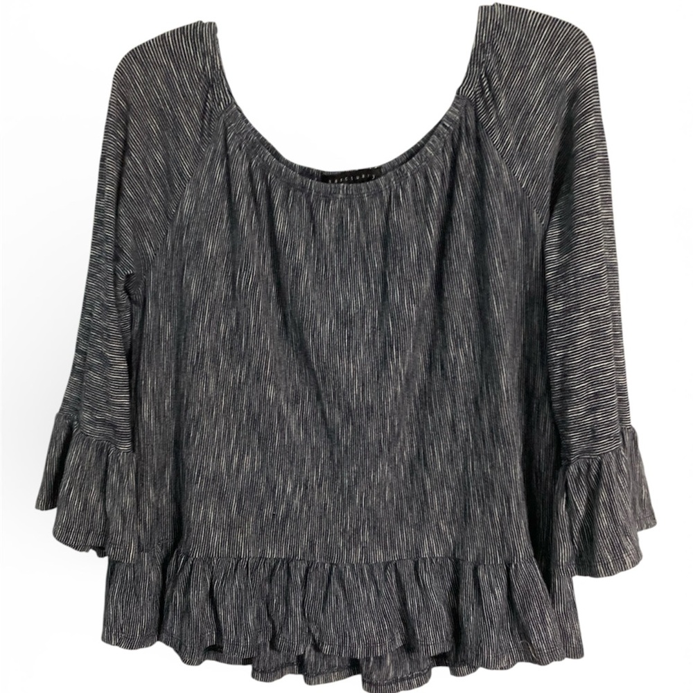 Sanctuary navy 3/5 raglan sleeve stretchy boat neck top size M